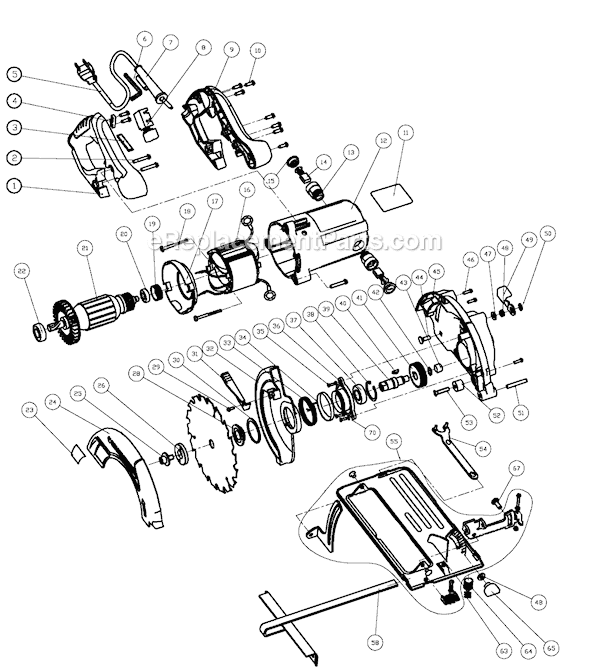 Page A Diagram and Parts List for CS1012 Type 1 Black and Decker Circular Saw